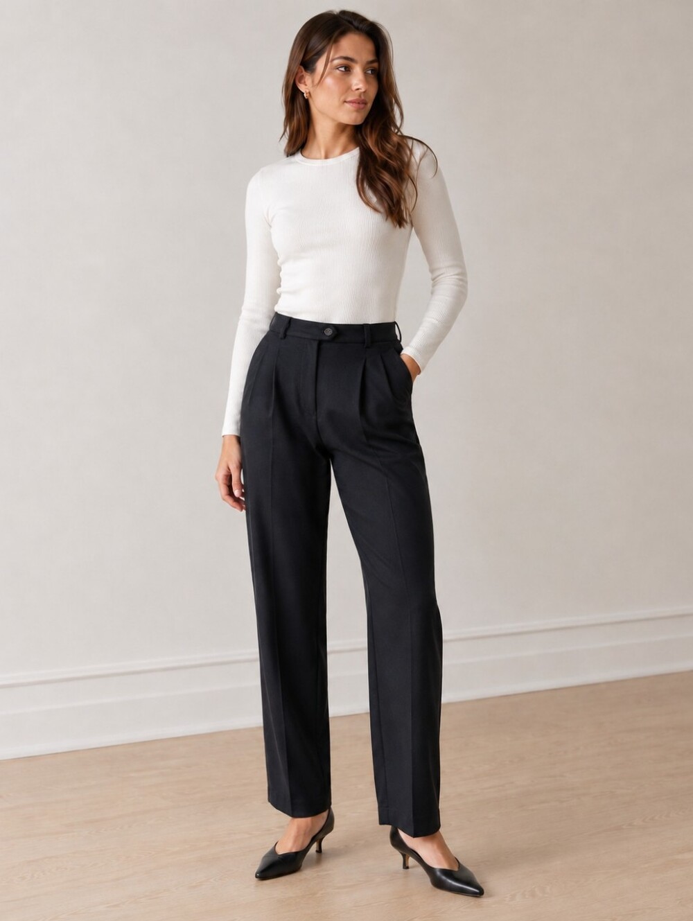 Vintage Morgan Taylor 100% Wool Pleated Trousers Navy 6 (Fits Modern XS/ S)